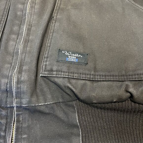 Walls Workwear Coat Black Mens XL Blanket Lined Hooded Canvas Jacket - Picture 3 of 16